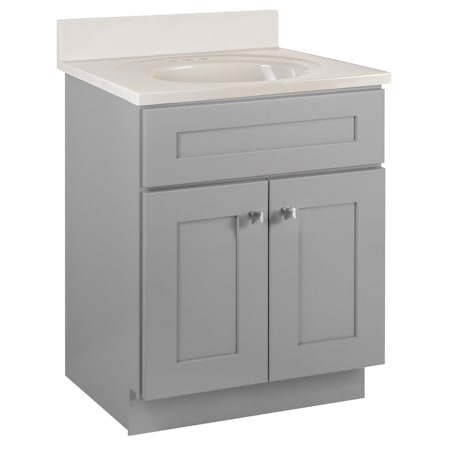 Design House Brookings 24" Free Standing Single Basin Vanity Set with Cabinet and Cultured Marble Vanity Top Gray