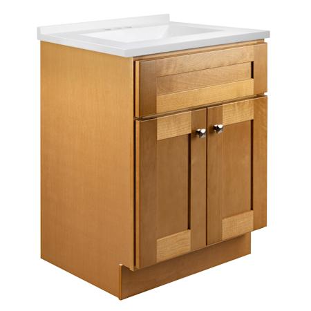 Design House Brookings 25" Free Standing Single Basin Vanity Set with Cabinet and Cultured Marble Vanity Top Modern Birch