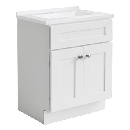 Design House Brookings 25" Free Standing Single Basin Vanity Set with Cabinet and Cultured Marble Vanity Top White