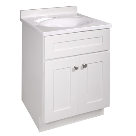 Design House Brookings 24" Free Standing Single Basin Vanity Set with Cabinet and Cultured Marble Vanity Top White