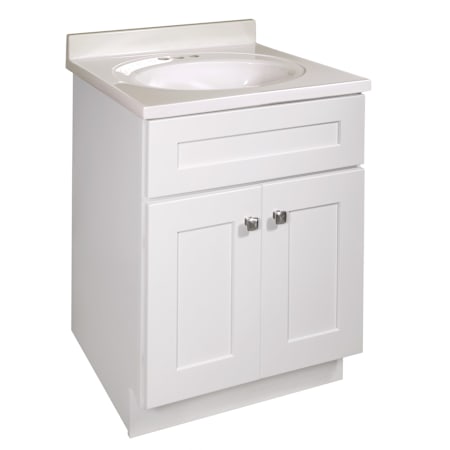 Design House Brookings 24" Free Standing Single Basin Vanity Set with Cabinet and Cultured Marble Vanity Top White