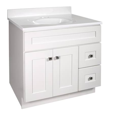 Design House Brookings 36" Free Standing Single Basin Vanity Set with Cabinet and Cultured Marble Vanity Top White
