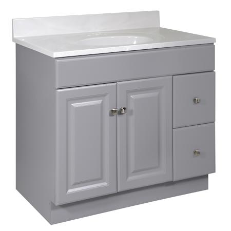 Design House Wyndham 37" Free Standing Single Basin Vanity Set with Cabinet and Cultured Marble Vanity Top Gray