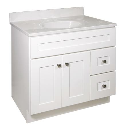 Design House Brookings 36" Free Standing Single Basin Vanity Set with Cabinet and Cultured Marble Vanity Top White