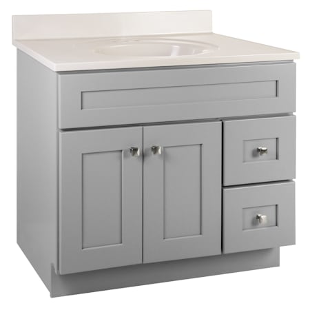 Design House Brookings 36" Free Standing Single Basin Vanity Set with Cabinet and Cultured Marble Vanity Top Gray