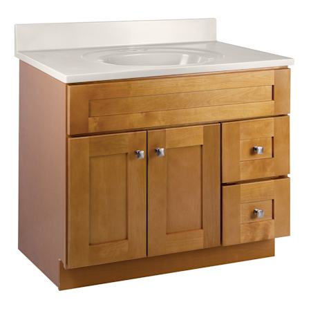 Design House Brookings 37" Free Standing Single Basin Vanity Set with Cabinet and Cultured Marble Vanity Top Modern Birch