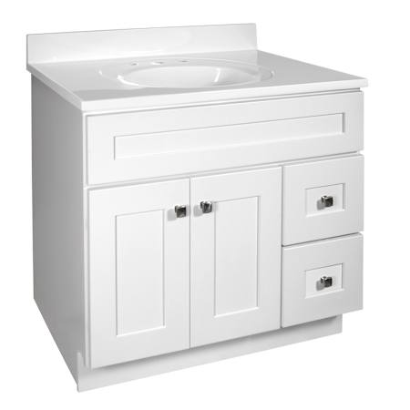 Design House Brookings 36" Free Standing Single Basin Vanity Set with Cabinet and Cultured Marble Vanity Top White