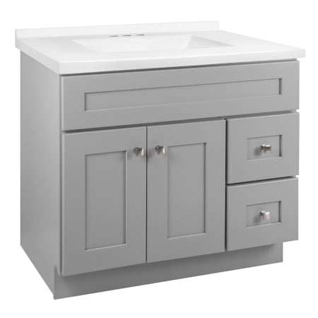 Design House Brookings 36" Free Standing Single Basin Vanity Set with Cabinet and Cultured Marble Vanity Top Gray