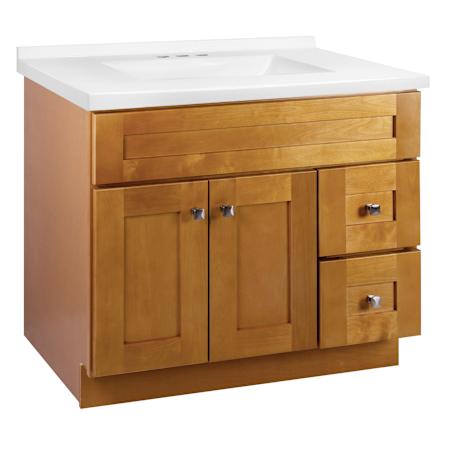 Design House Brookings 36" Free Standing Single Basin Vanity Set with Cabinet and Cultured Marble Vanity Top Modern Birch