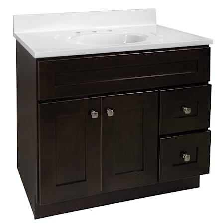 Design House Brookings 37" Free Standing Single Basin Vanity Set with Cabinet and Cultured Marble Vanity Top Espresso