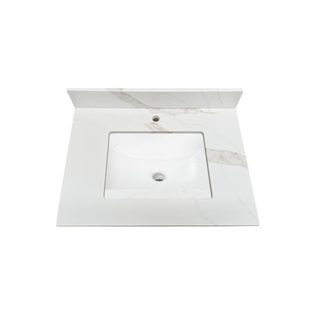 Design House Calesco 31" Quartz Vanity Top with Backsplash White with Taupe and Grey Veining