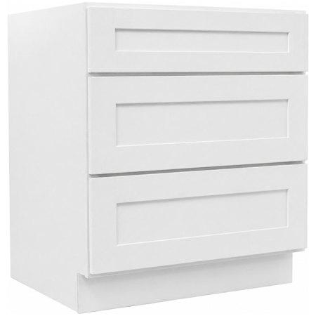 Design House Brookings 30" Wide x 34-1/2" Tall Base Cabinet with Triple Drawers White