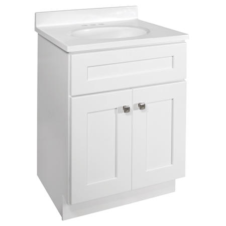 Design House Brookings 24" Free Standing Single Basin Vanity Set with Cabinet and Cultured Marble Vanity Top White