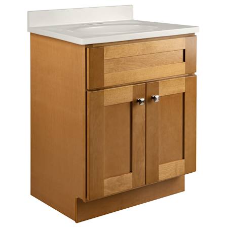Design House Brookings 24" Free Standing Single Basin Vanity Set with Cabinet and Cultured Marble Vanity Top Modern Birch