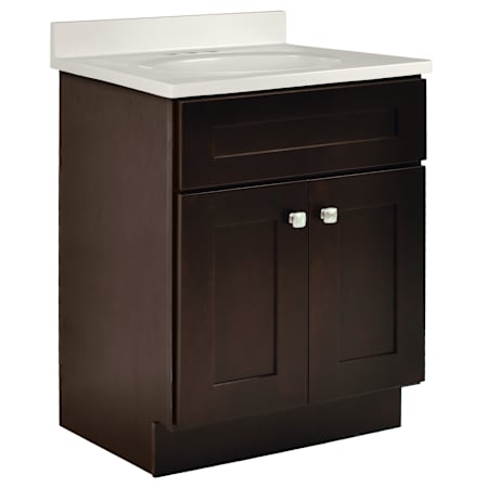 Design House Brookings 24" Free Standing Single Basin Vanity Set with Cabinet and Cultured Marble Vanity Top Espresso
