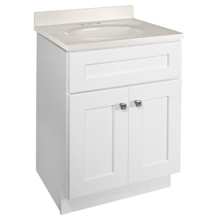 Design House Brookings 24" Free Standing Single Basin Vanity Set with Cabinet and Cultured Marble Vanity Top White