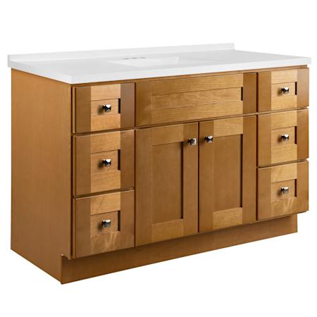 Design House Brookings 48" Free Standing Single Basin Vanity Set with Cabinet and Cultured Marble Vanity Top Modern Birch