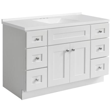 Design House Brookings 48" Free Standing Single Basin Vanity Set with Cabinet and Cultured Marble Vanity Top White