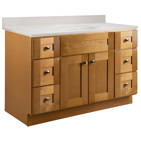 Design House Brookings 48" Free Standing Single Basin Vanity Set with Cabinet and Cultured Marble Vanity Top Modern Birch