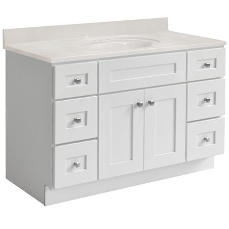 Design House Brookings 48" Free Standing Single Basin Vanity Set with Cabinet and Cultured Marble Vanity Top White