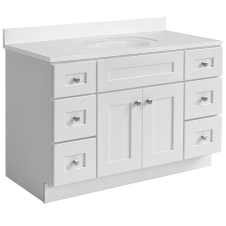 Design House Brookings 48" Free Standing Single Basin Vanity Set with Cabinet and Cultured Marble Vanity Top White
