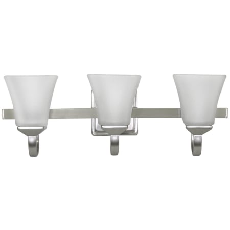 Design House Torino, 3 Light 23" Wide Vanity Light with Frosted Glass Shades Satin Nickel