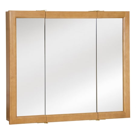 Design House Richland 36" Framed Triple Door Mirrored Medicine Cabinet Nutmeg Oak