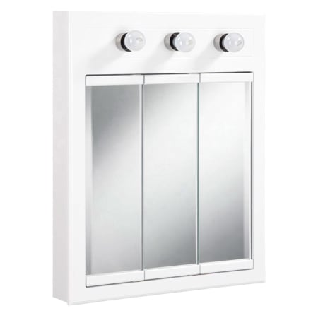 Design House Concord 24" Framed Triple Door Mirrored Medicine Cabinet with 3 Lights White