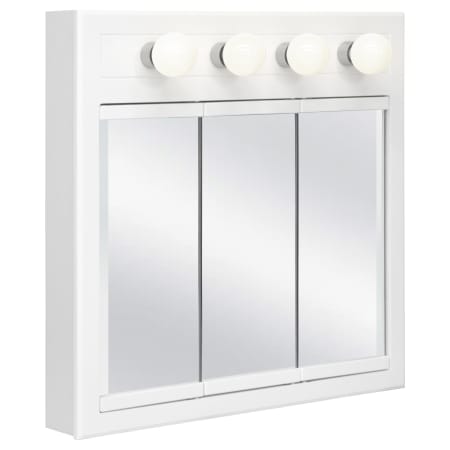 Design House Concord 30" Framed Triple Door Mirrored Medicine Cabinet with 4 Lights White