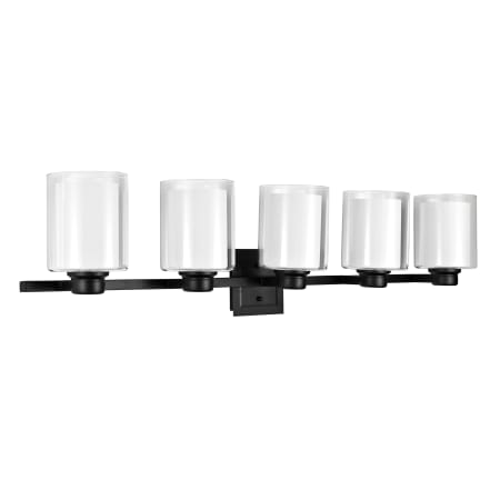 Design House Oslo 5 Light 10" Tall Wall Sconce with Clear Glass and Frosted Glass Shades Matte Black