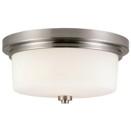 Design House Aubrey 2 Light 13" Wide Flush Mount Drum Ceiling Fixture with Frosted Glass Shade Satin Nickel