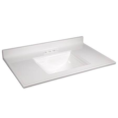 Design House Camilla I 37" Cultured Marble Vanity Top with Backsplash Solid White