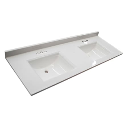 Design House Camilla I 61" Cultured Marble Vanity Top with Integrated Sinks and Backsplash Solid White