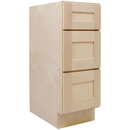 Design House Brookings 12" Wide x 34-1/2" Tall Base Cabinet with Triple Drawers Unfinished Birch