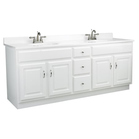 Design House Concord 73" Free Standing Double Basin Vanity Set with Cabinet and Cultured Marble Vanity Top White