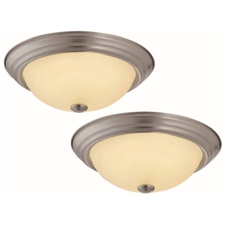 Design House Travis 13" Wide Integrated LED Flush Mount Ceiling Fixture - Set of (2) Satin Nickel