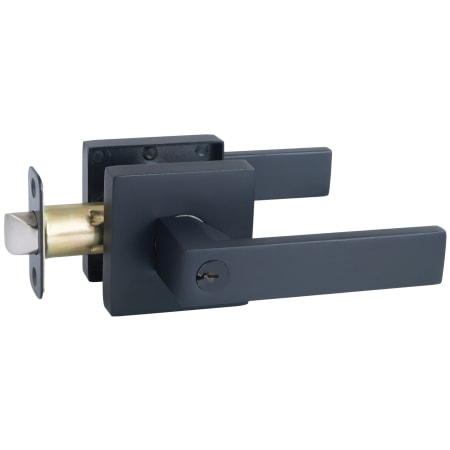 Design House Karsen Single Cylinder Keyed Entry Door Lever Set With Square Rose Matte Black