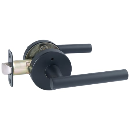 Design House Eastport Privacy Door Lever Set With Round Rose Matte Black