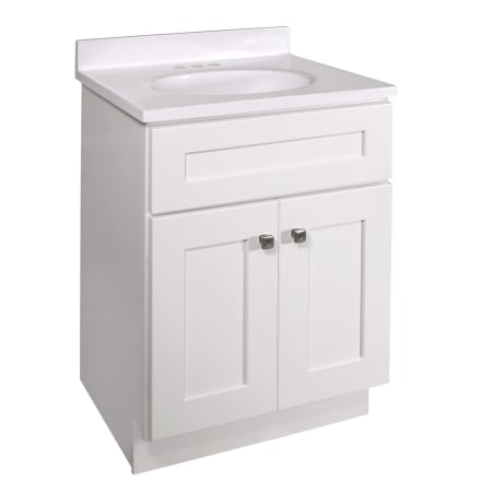 Design House Brookings 24" Free Standing Single Basin Vanity Set with Cabinet and Cultured Marble Vanity Top White