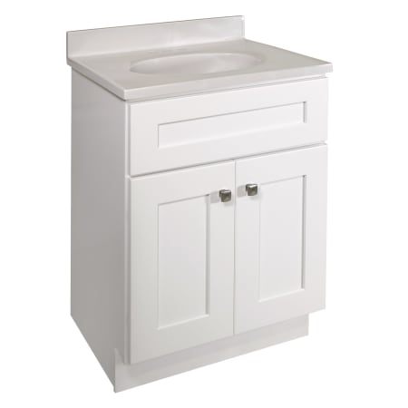 Design House Brookings 24" Free Standing Single Basin Vanity Set with Cabinet and Cultured Marble Vanity Top White