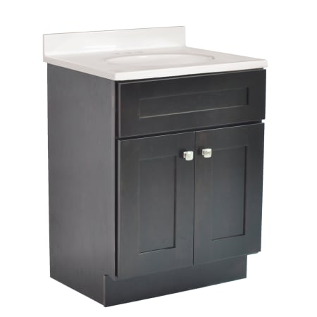Design House Brookings 24" Free Standing Single Basin Vanity Set with Cabinet and Cultured Marble Vanity Top Espresso