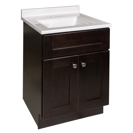 Design House Brookings 24" Free Standing Single Basin Vanity Set with Cabinet and Cultured Marble Vanity Top Espresso