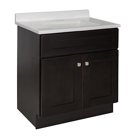 Design House Brookings 31" Free Standing Single Basin Vanity Set with Cabinet and Cultured Marble Vanity Top Espresso