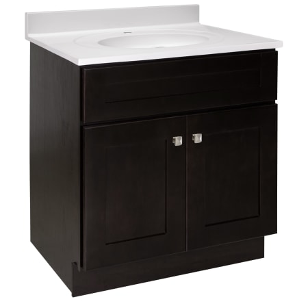 Design House Brookings 31" Free Standing Single Basin Vanity Set with Cabinet and Cultured Marble Vanity Top Espresso