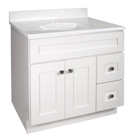 Design House Brookings 37" Free Standing Single Basin Vanity Set with Cabinet and Cultured Marble Vanity Top White