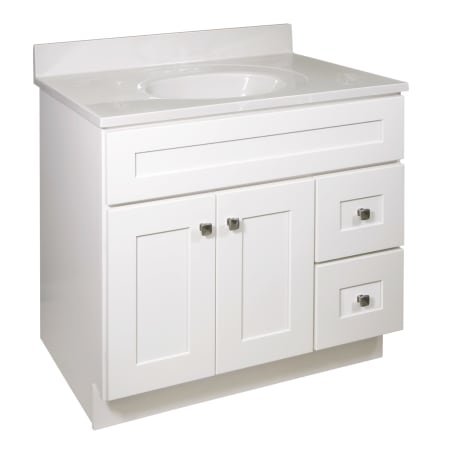 Design House Brookings 37" Free Standing Single Basin Vanity Set with Cabinet and Cultured Marble Vanity Top White