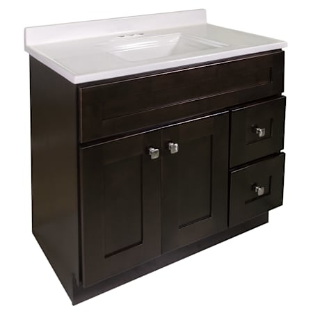 Design House Brookings 36" Free Standing Single Basin Vanity Set with Cabinet and Cultured Marble Vanity Top Espresso