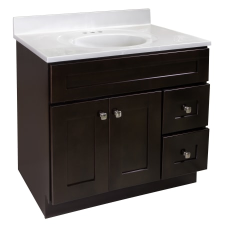 Design House Brookings 37" Free Standing Single Basin Vanity Set with Cabinet and Cultured Marble Vanity Top Espresso
