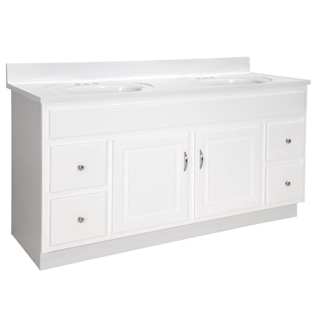 Design House Concord 61" Free Standing Double Basin Vanity Set with Cabinet and Cultured Marble Vanity Top Solid White