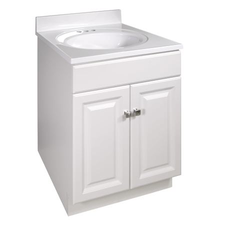 Design House Wyndham 24" Free Standing Single Basin Vanity Set with Cabinet and Cultured Marble Vanity Top White
